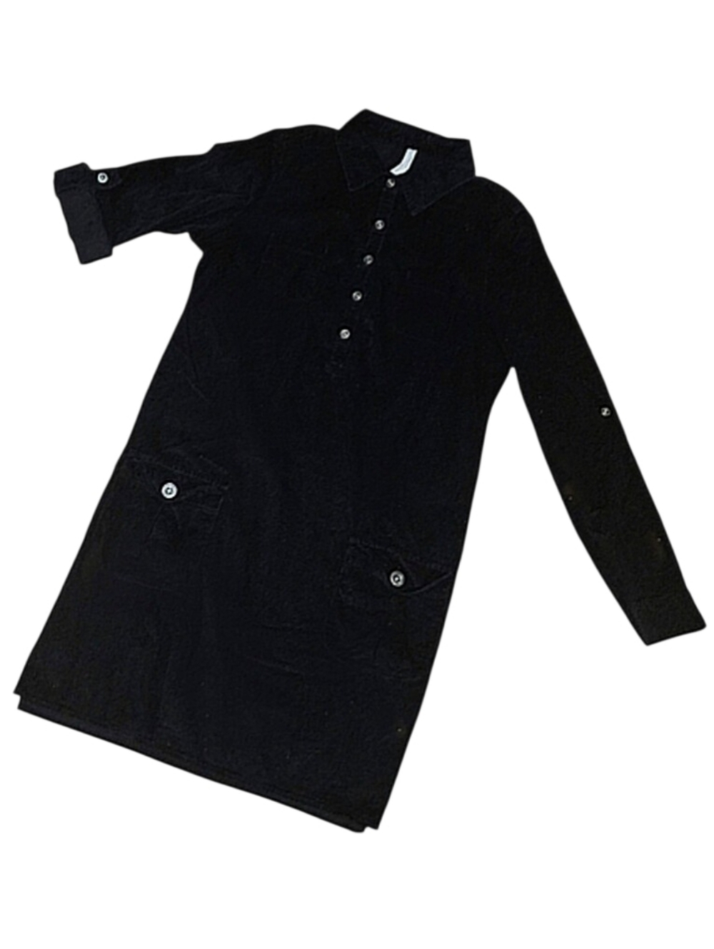 Old Navy Women's Minimalist Black Velvety Soft Corduroy Shirt Dress Size Small
